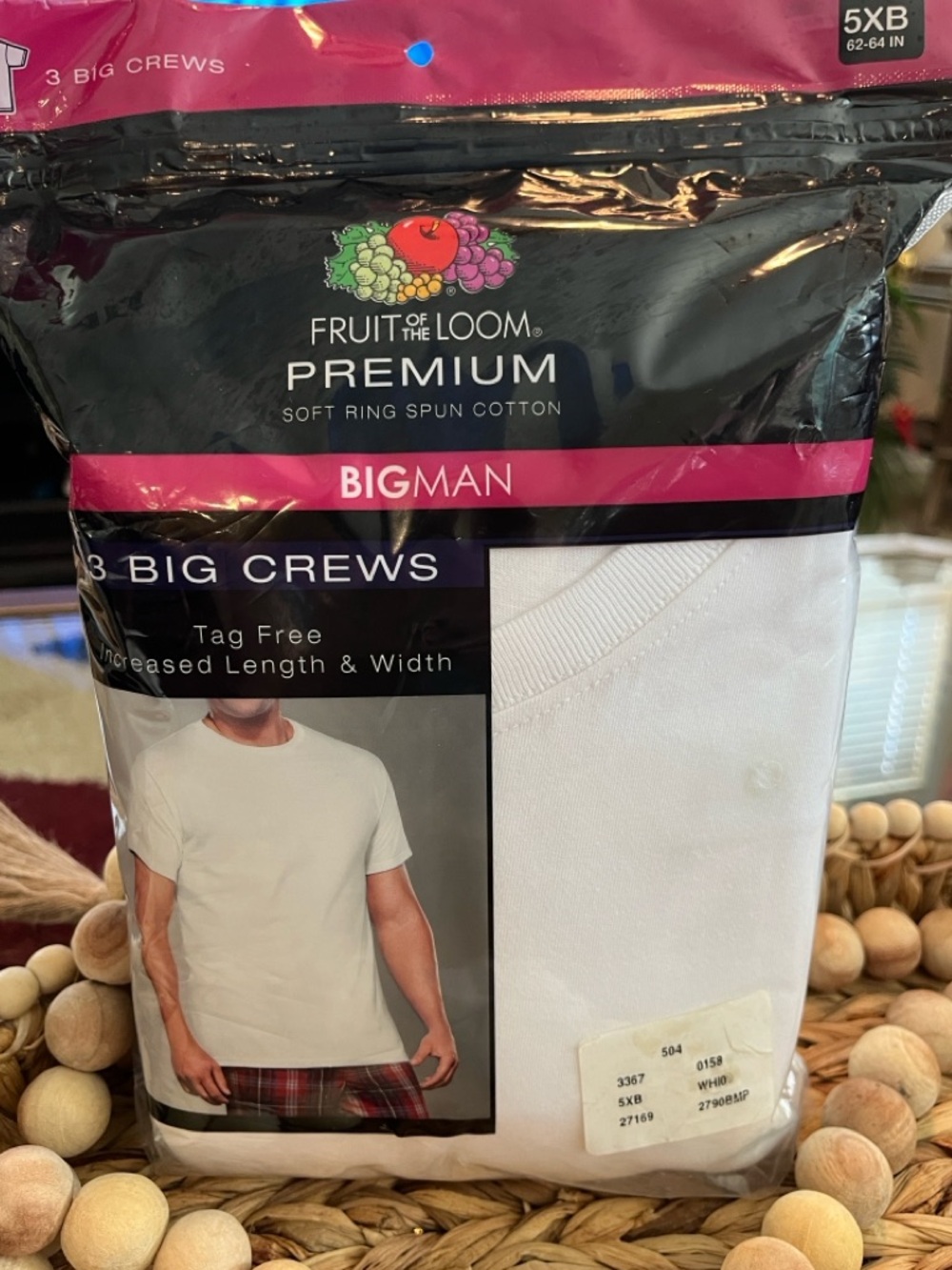 Fruit of the Loom Premium Big Man 3-Pack Crew T-Shirts White